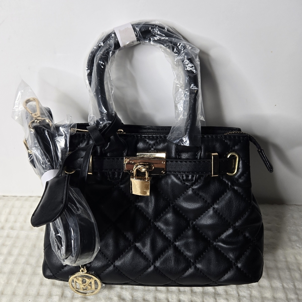Badgley Mischka Small Diamond Quilted Tote with Front Lock NWT